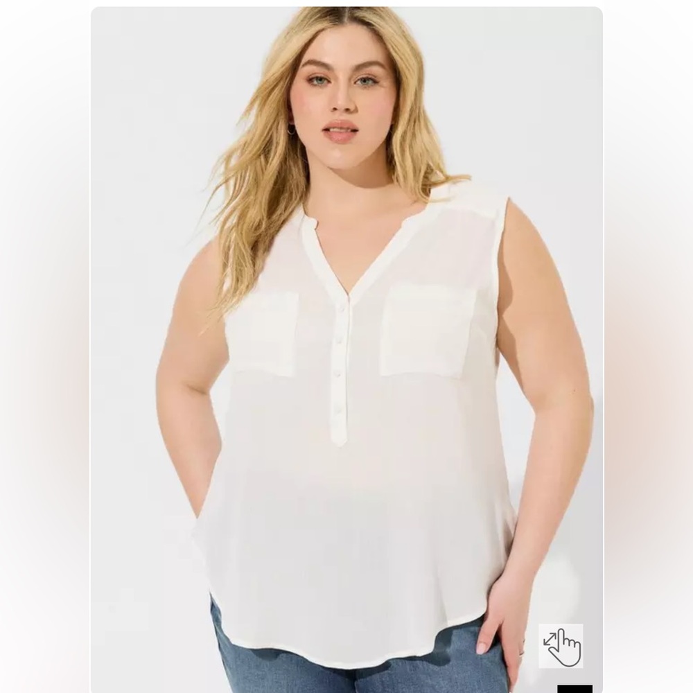 NWT Torrid Harper Gauze Sleeveless shirt tank Cloud Dancer 5 5x